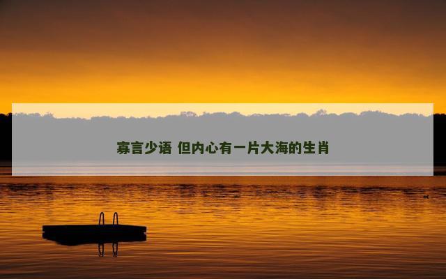 寡言少语 但内心有一片大海的生肖