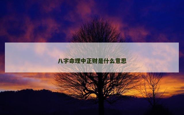 八字命理中正财是什么意思