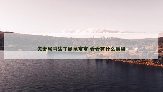 夫妻属马生了属鼠宝宝 看看有什么后果