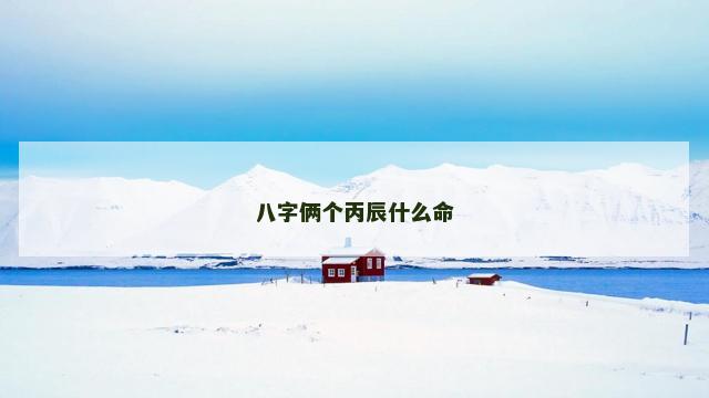 八字俩个丙辰什么命