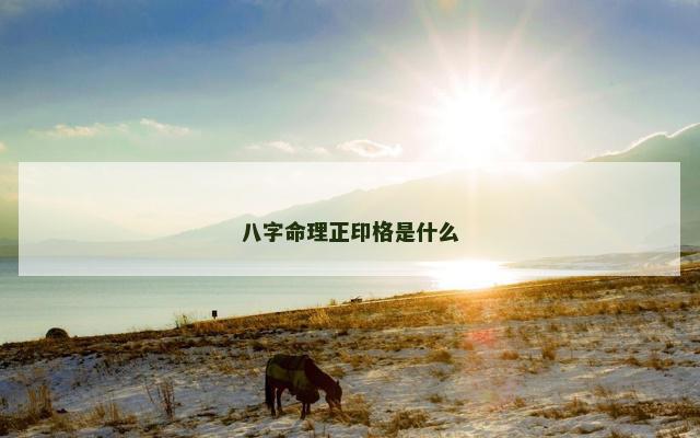 八字命理正印格是什么