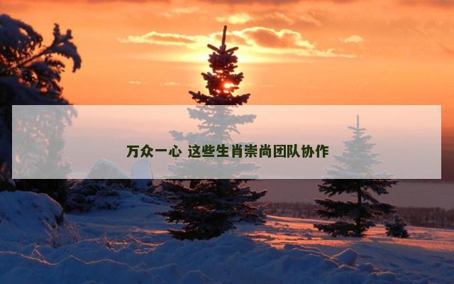 万众一心 这些生肖崇尚团队协作