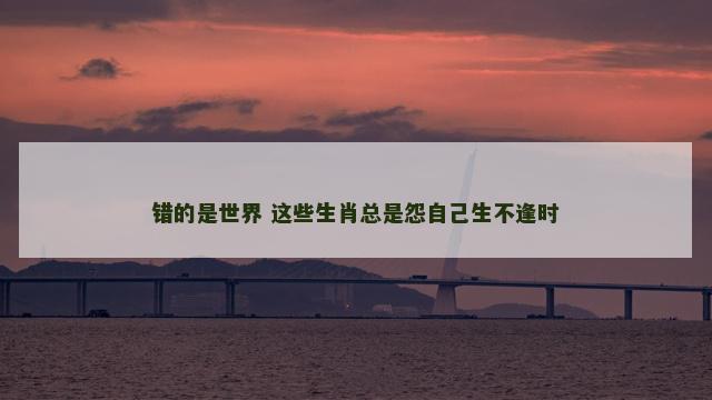 错的是世界 这些生肖总是怨自己生不逢时