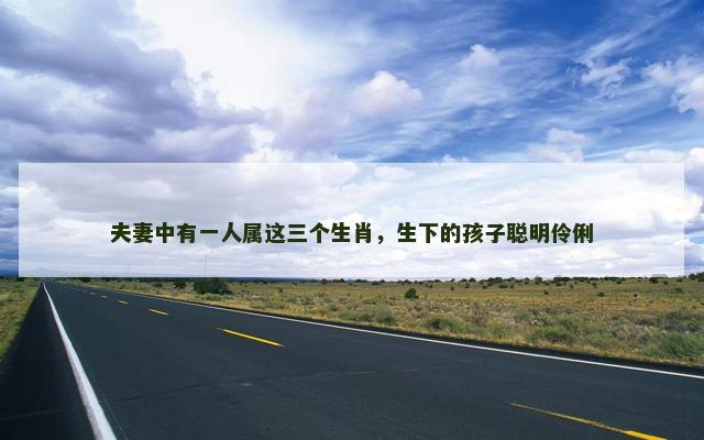 夫妻中有一人属这三个生肖，生下的孩子聪明伶俐