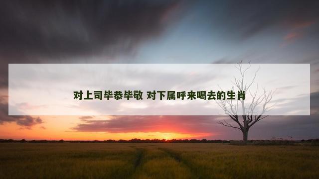 对上司毕恭毕敬 对下属呼来喝去的生肖