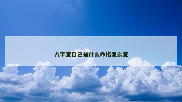 八字查自己是什么命格怎么查