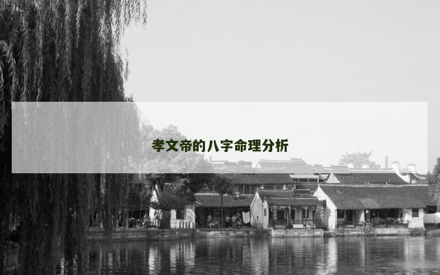 孝文帝的八字命理分析