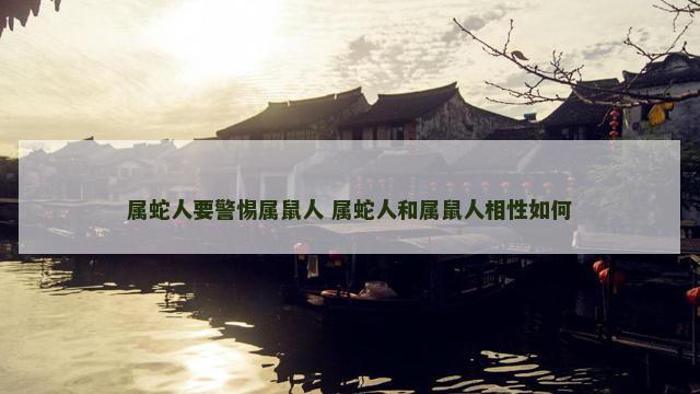 属蛇人要警惕属鼠人 属蛇人和属鼠人相性如何