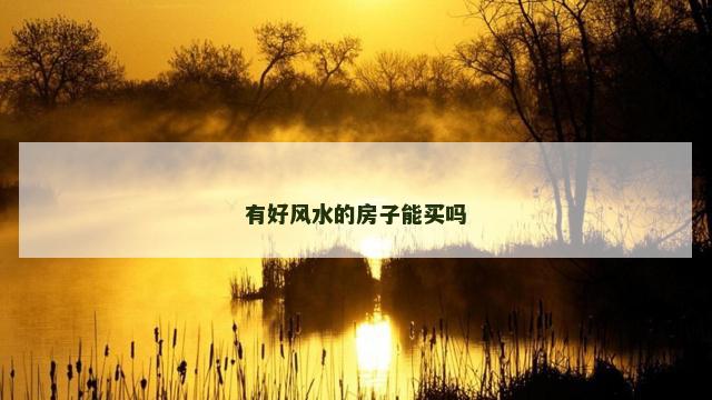 有好风水的房子能买吗
