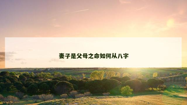 妻子是父母之命如何从八字