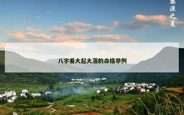 八字看大起大落的命格举例