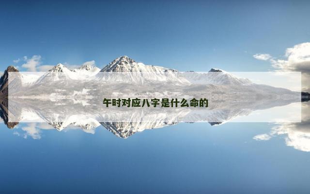 午时对应八字是什么命的
