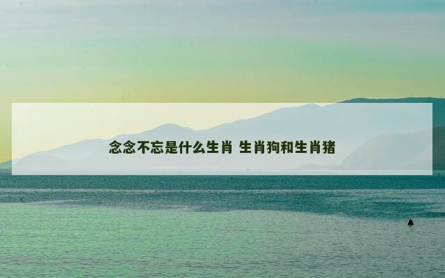 念念不忘是什么生肖 生肖狗和生肖猪