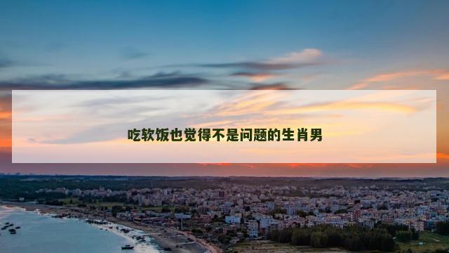 吃软饭也觉得不是问题的生肖男