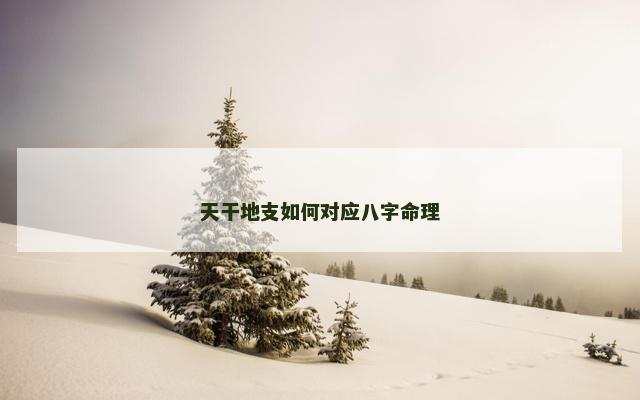 天干地支如何对应八字命理