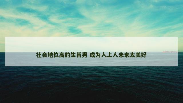 社会地位高的生肖男 成为人上人未来太美好