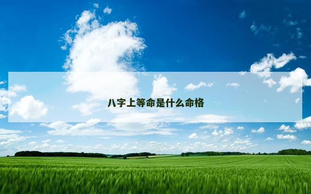 八字上等命是什么命格