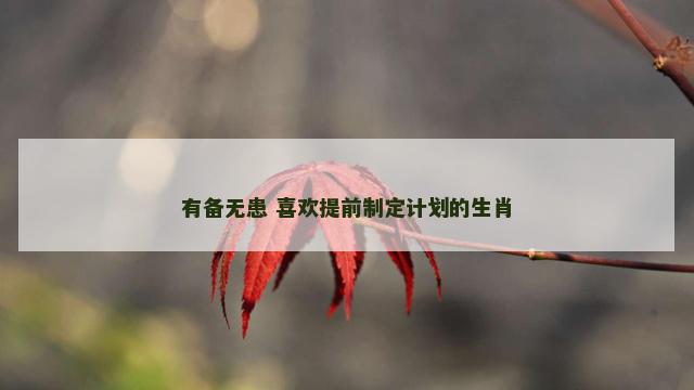 有备无患 喜欢提前制定计划的生肖