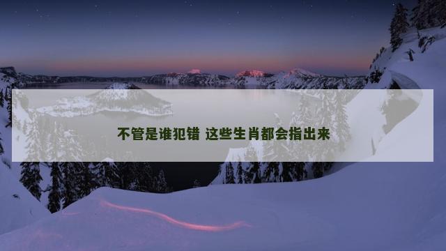 不管是谁犯错 这些生肖都会指出来