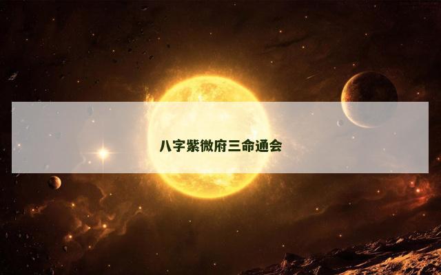 八字紫微府三命通会
