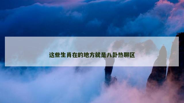 这些生肖在的地方就是八卦热聊区