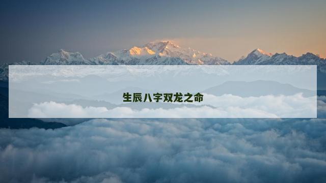 生辰八字双龙之命