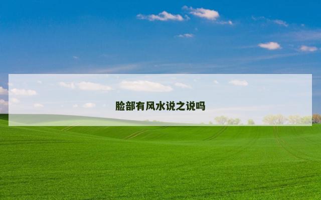 脸部有风水说之说吗