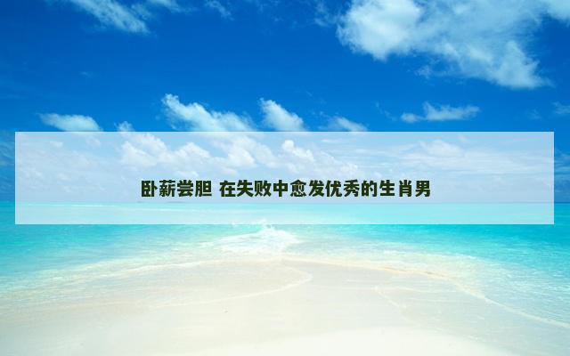 卧薪尝胆 在失败中愈发优秀的生肖男