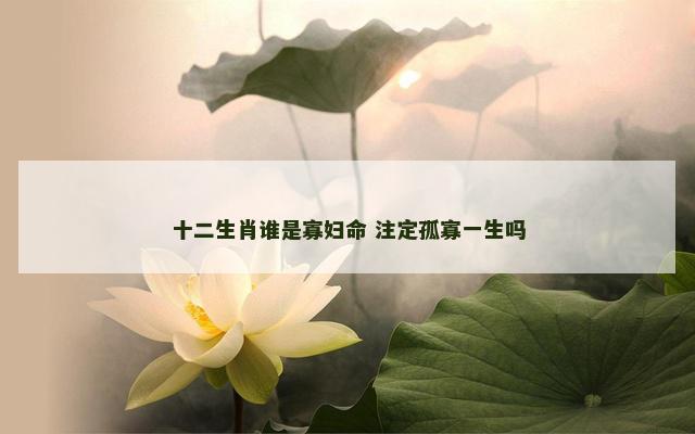 十二生肖谁是寡妇命 注定孤寡一生吗