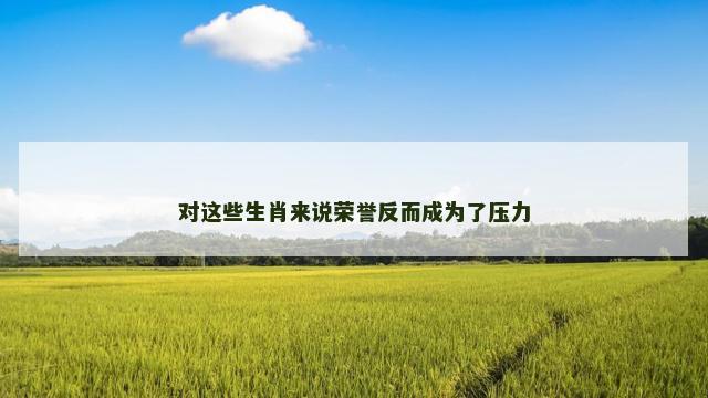 对这些生肖来说荣誉反而成为了压力