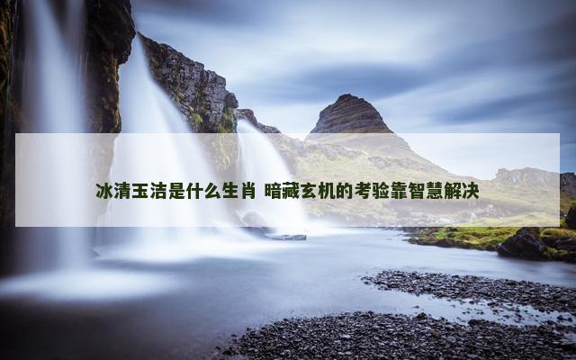 冰清玉洁是什么生肖 暗藏玄机的考验靠智慧解决