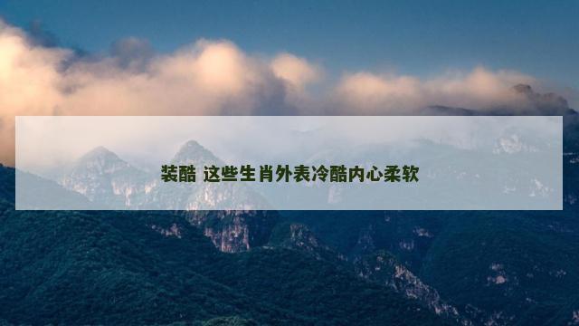 装酷 这些生肖外表冷酷内心柔软