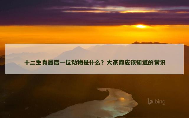 十二生肖最后一位动物是什么？大家都应该知道的常识