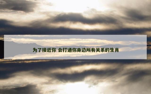 为了接近你 会打通你身边所有关系的生肖