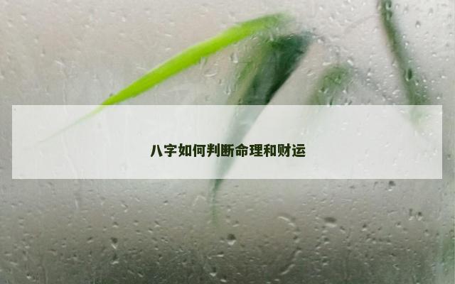 八字如何判断命理和财运