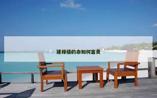 建禄格的命如何富贵