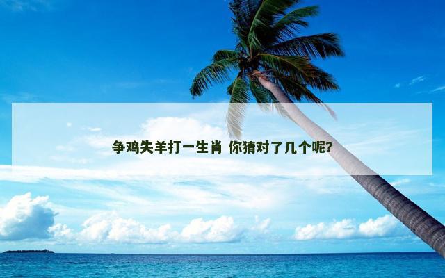争鸡失羊打一生肖 你猜对了几个呢？