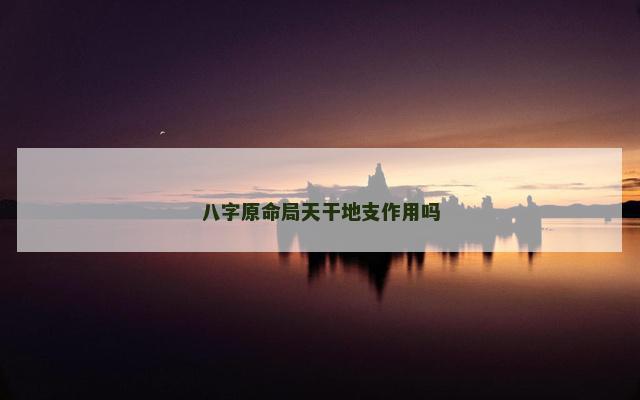 八字原命局天干地支作用吗