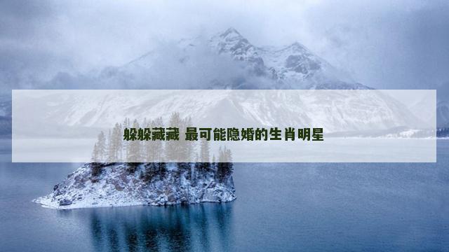 躲躲藏藏 最可能隐婚的生肖明星