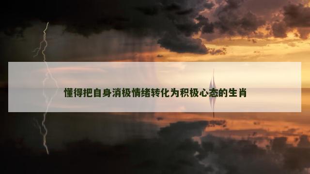 懂得把自身消极情绪转化为积极心态的生肖