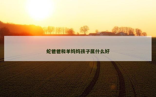 蛇爸爸和羊妈妈孩子属什么好