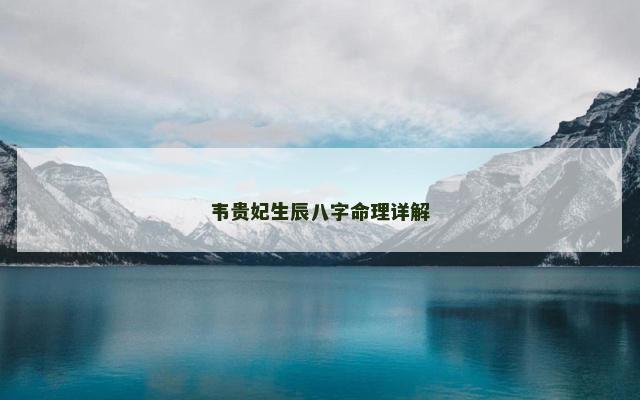 韦贵妃生辰八字命理详解