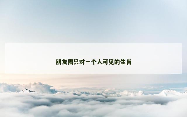 朋友圈只对一个人可见的生肖