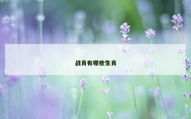 战肖有哪些生肖