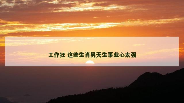 工作狂 这些生肖男天生事业心太强