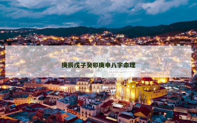 庚辰戊子癸卯庚申八字命理