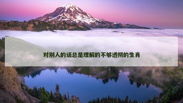 对别人的话总是理解的不够透彻的生肖