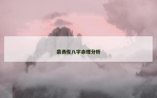 裴勇俊八字命理分析
