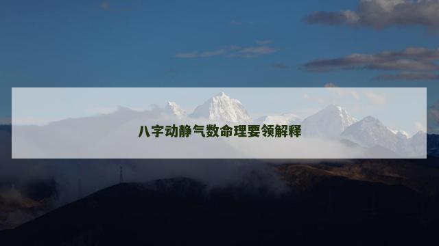 八字动静气数命理要领解释