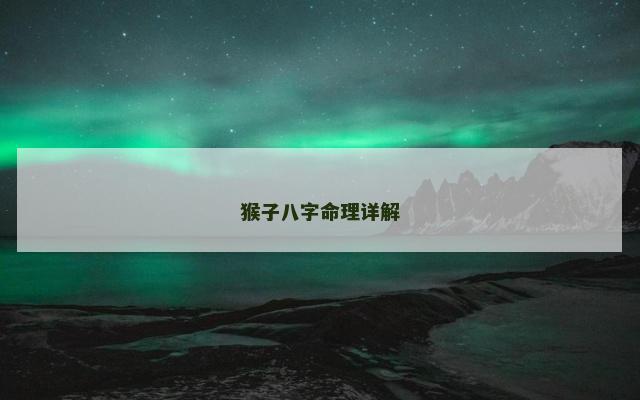猴子八字命理详解
